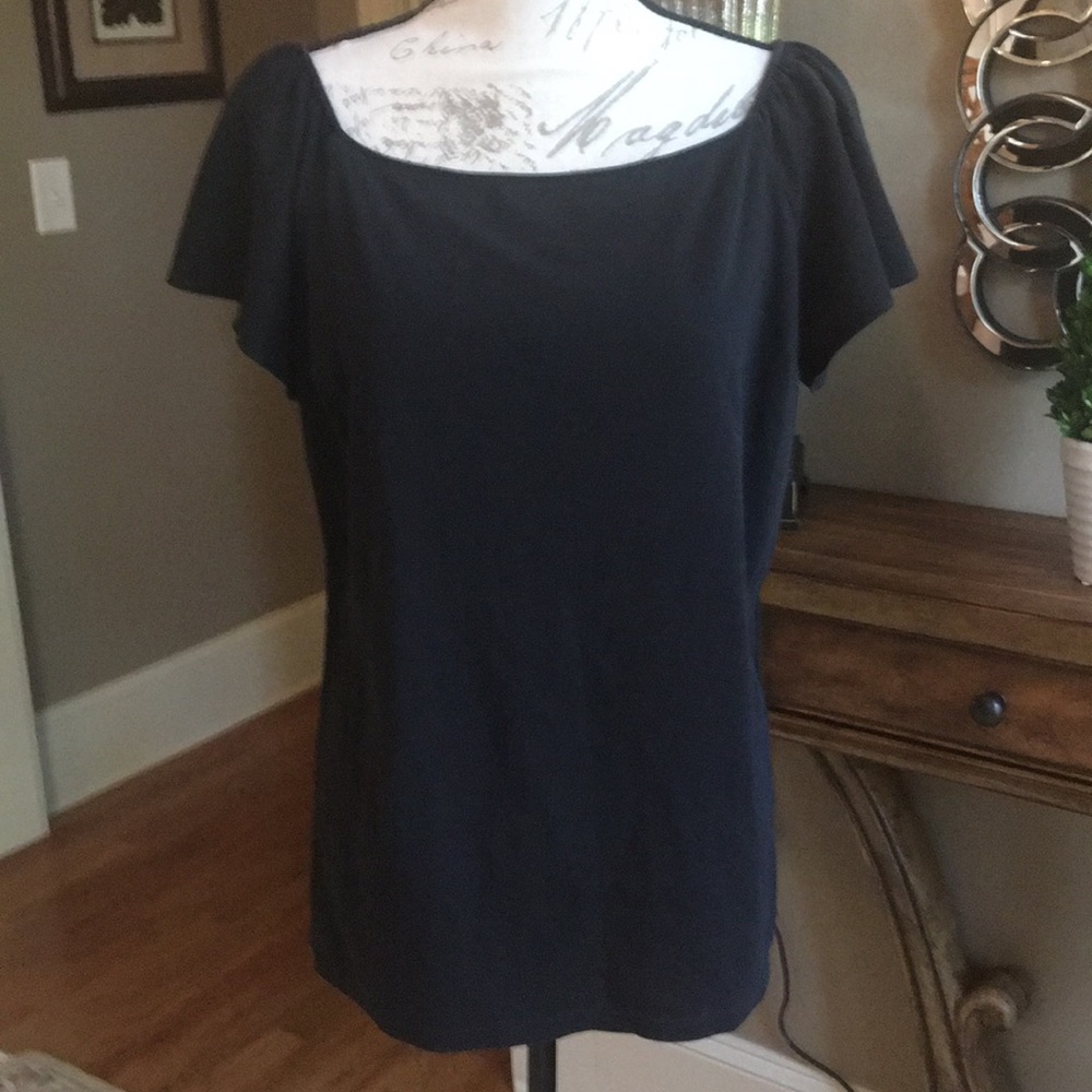 Ralph Lauren black flutter sleeve top.